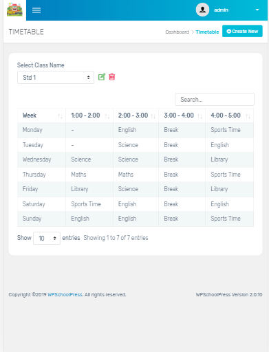 timetable